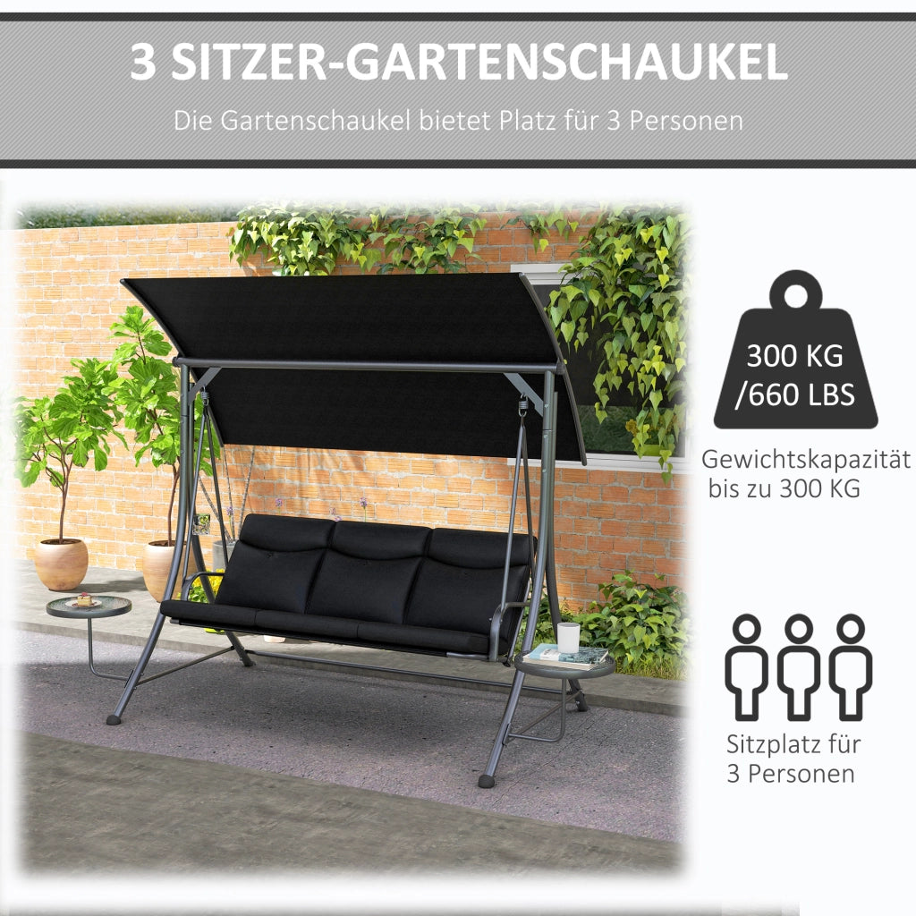 Oscillazione per tenda regolabile Hollywood 3-posto colore nero 278×135×177cm