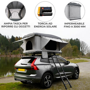 Tenda da tetto per auto – Grigio rigida Shell Pop Up cuccetta campeggio 3 persone