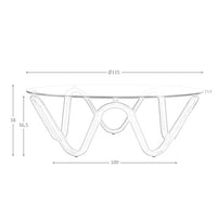 Tavolino rotondo in vetro temperato e noce