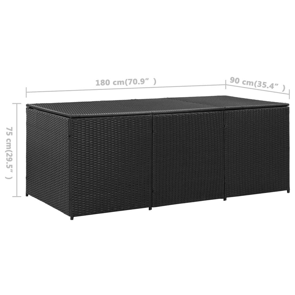 Cassetta portaoggetti per mobili da giardino in resina intrecciata 180 x 90 x 75 cm nero 02_0013121