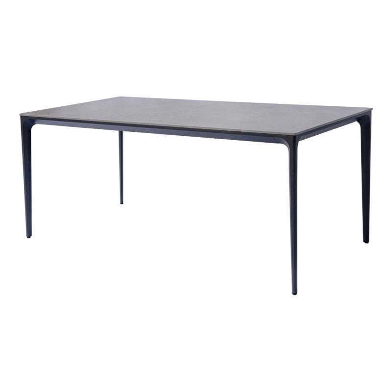 Tavolo Alghero 180x90 Alluminio Antracite Piano Gress Grigio Moia
