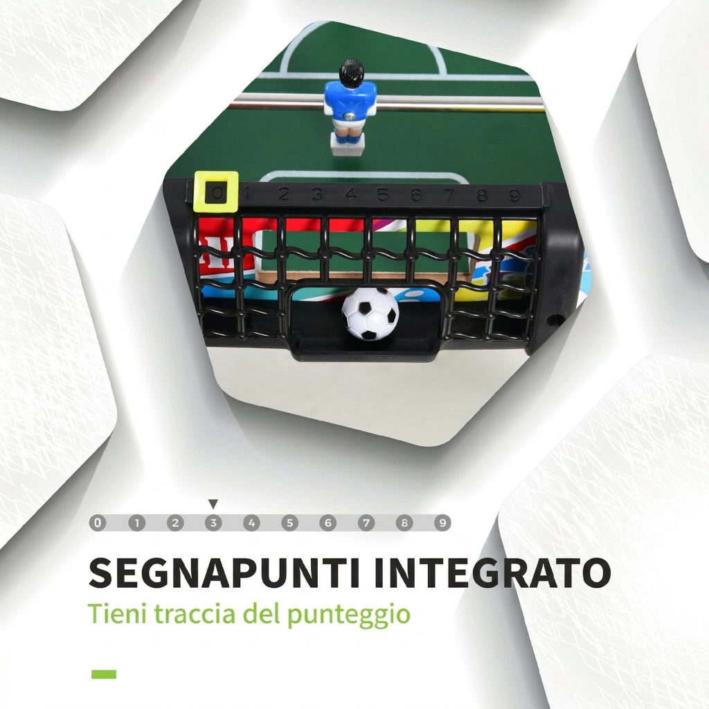 Calcio Balilla con 2 Tabelloni Segnapunti, in Legno, Acciaio Inox e Plastica, 86.5x43.5x63 cm, Multicolore