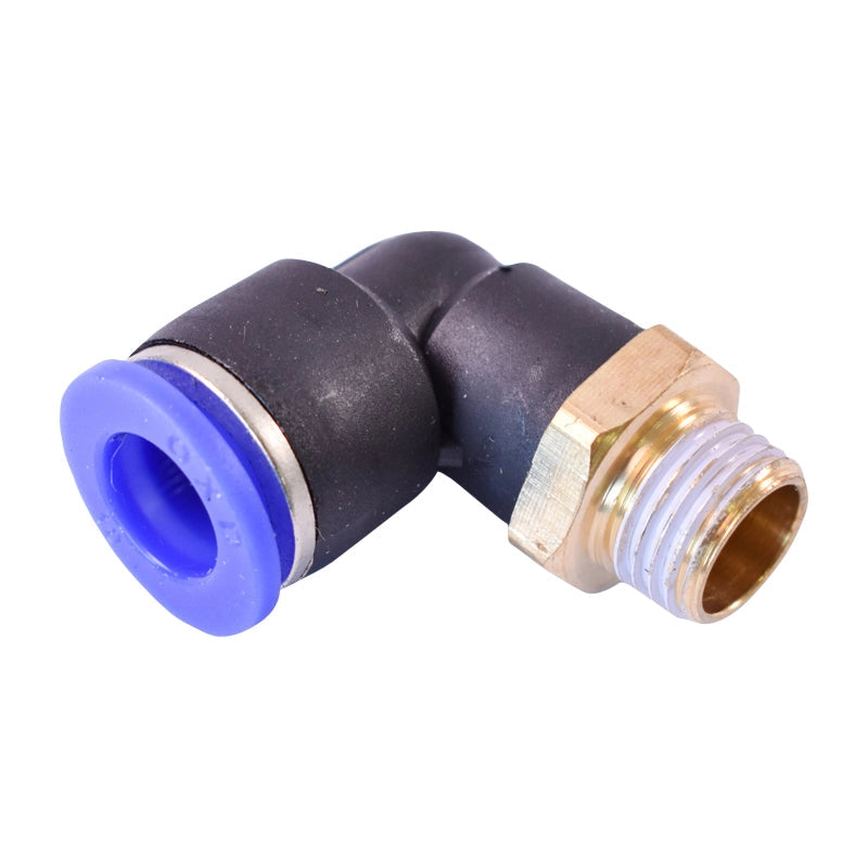 Connettore rapido, gomito in plastica e vite in metallo fi 10 con 1/4