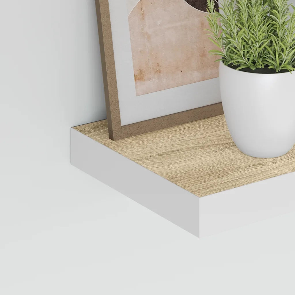 Scaffali a Parete 4 pz Rovere e Bianco 23x23,5x3,8 cm in MDF 326569