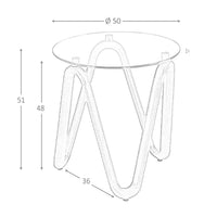 Tavolo angolare rotondo in vetro temperato e noce