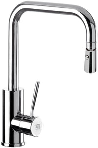 Rubinetto laterale per lavello con bocca a u girevole e doccetta dual jet serie minimal