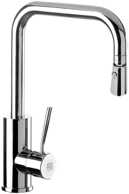 Rubinetto laterale per lavello con bocca a u girevole e doccetta dual jet serie minimal