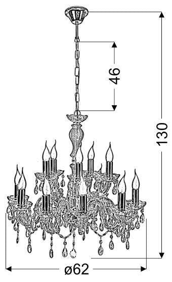 Lampadario Candellux Maria 12xE14 oro regolabile Ø62