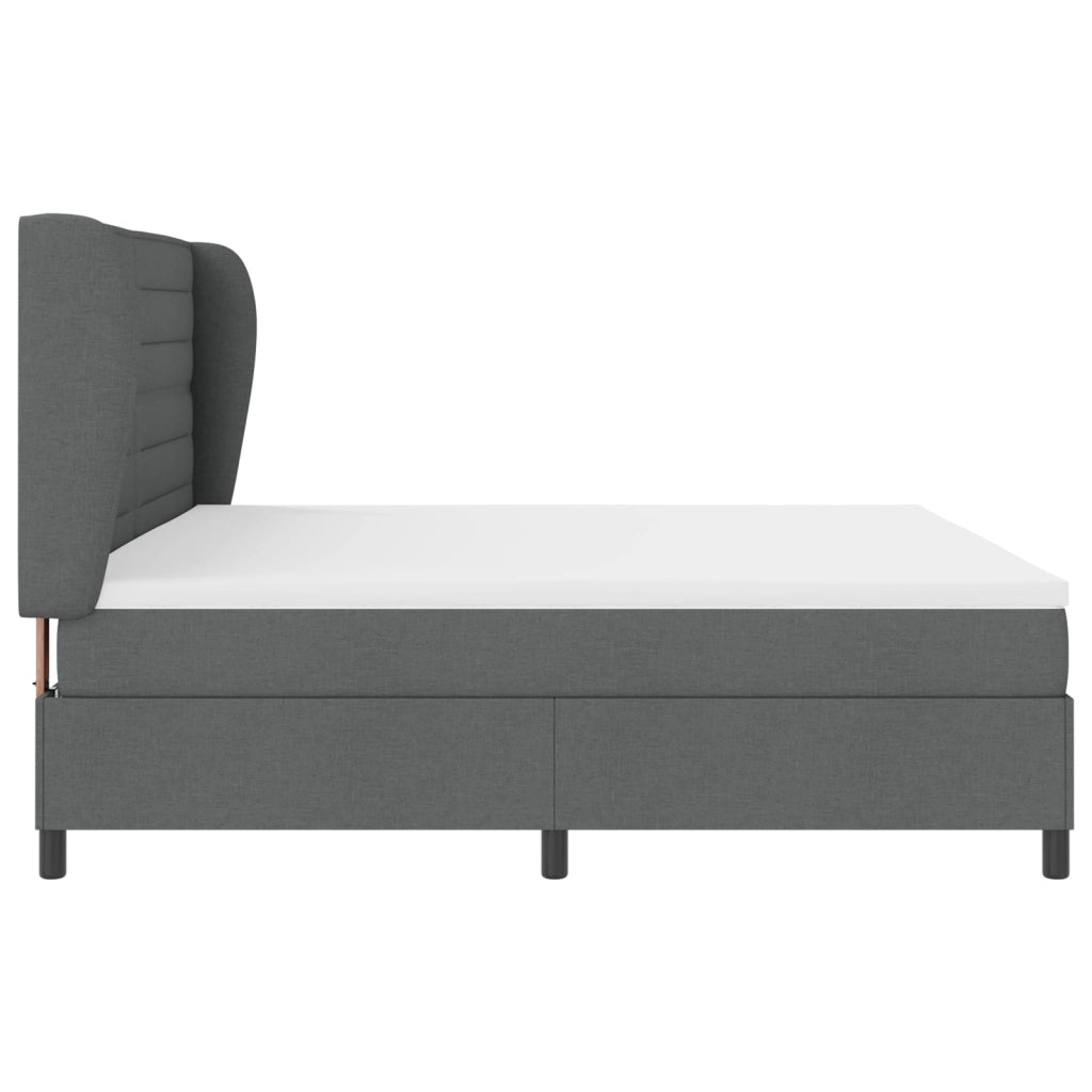 Letto Box Spring con Materasso Grigio Scuro 200x200 cm Tessuto