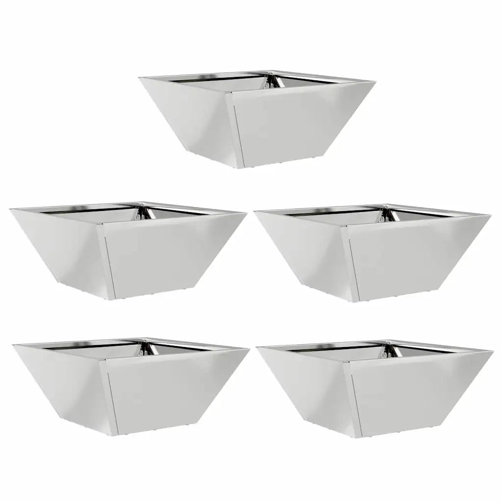 Fioriere | Cassetta per fiori | Vaso da giardino 5 pz Argento 35 x 35 x 15 cm Acciaio zincato