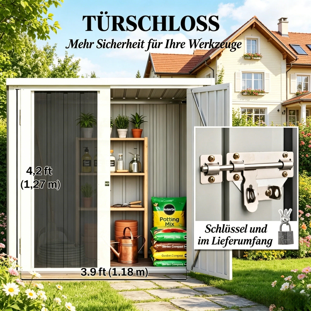 CASETTA DA GIARDINO 147x86x134 cm Nero/Bianco in acciaio e PP senza pavimento