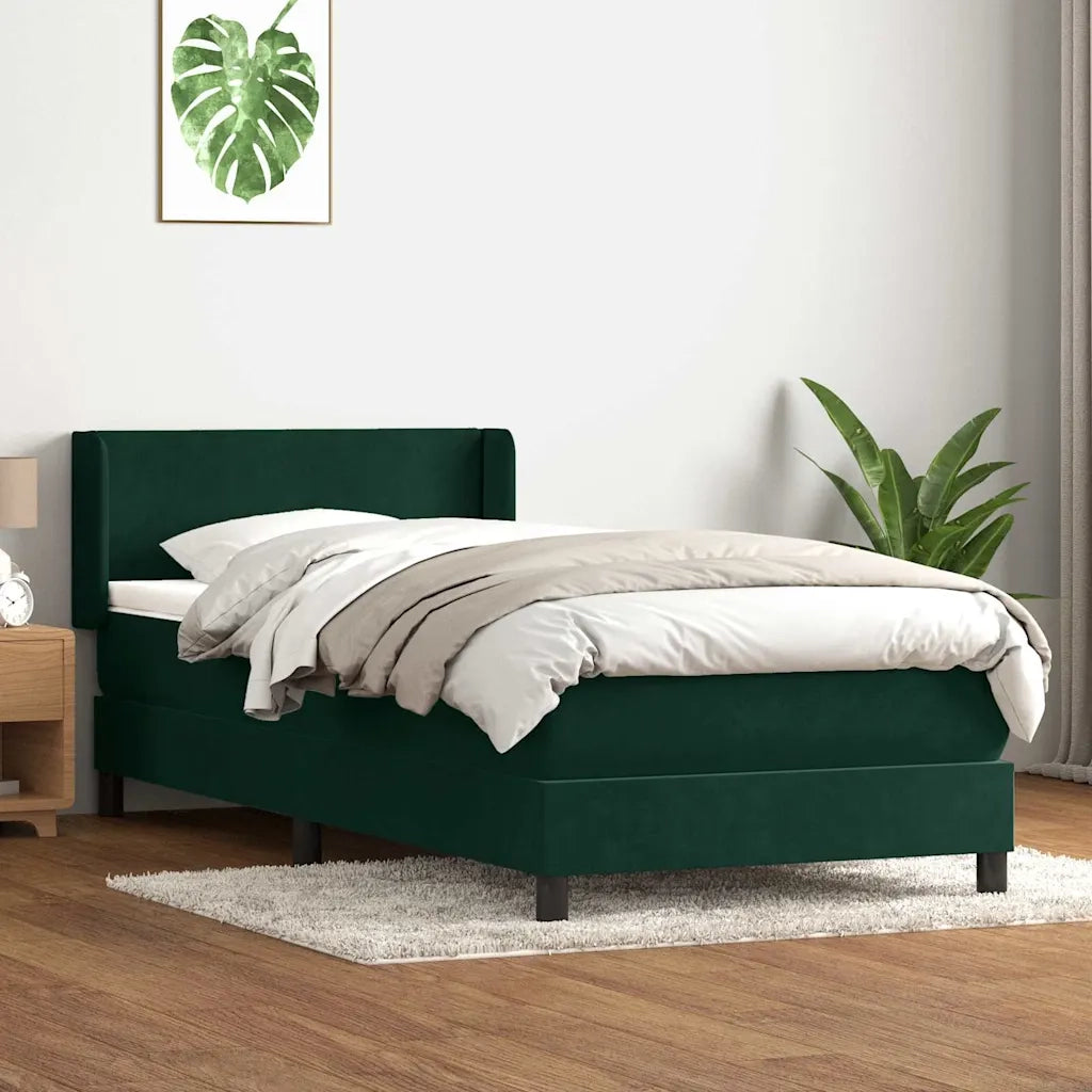 Giroletto a Molle con Materasso Verde Scuro 80x220 cm Velluto 3317970