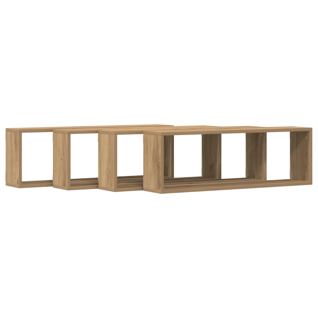 Mensole da parete 4 pezzi Rovere artigianale 80x15x26 cm in legno ingegnerizzato