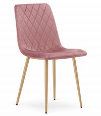 Sedia Valora TURIN in velluto rosa con gambe in legno per soggiorno x3