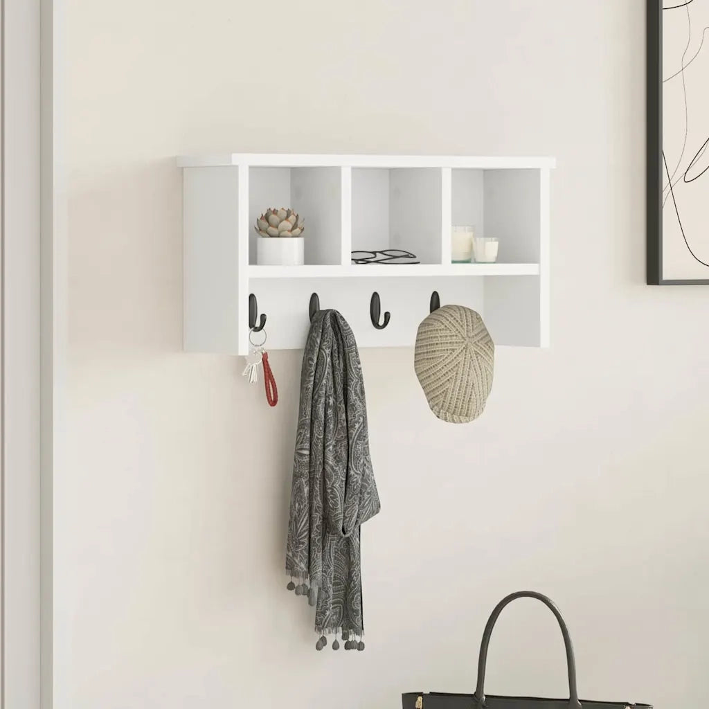vidaXL Appendiabiti a muro Bianco 50 x 16 x 26 cm Legno multistrato