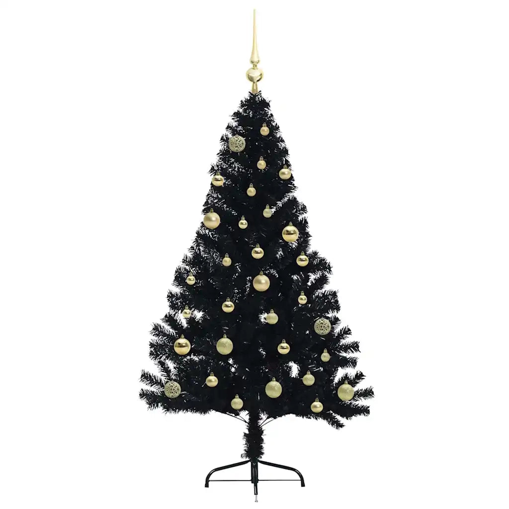 Albero di Natale | Decorazioni natalizie artificiale con luci integrate Nero 150 cm PVC