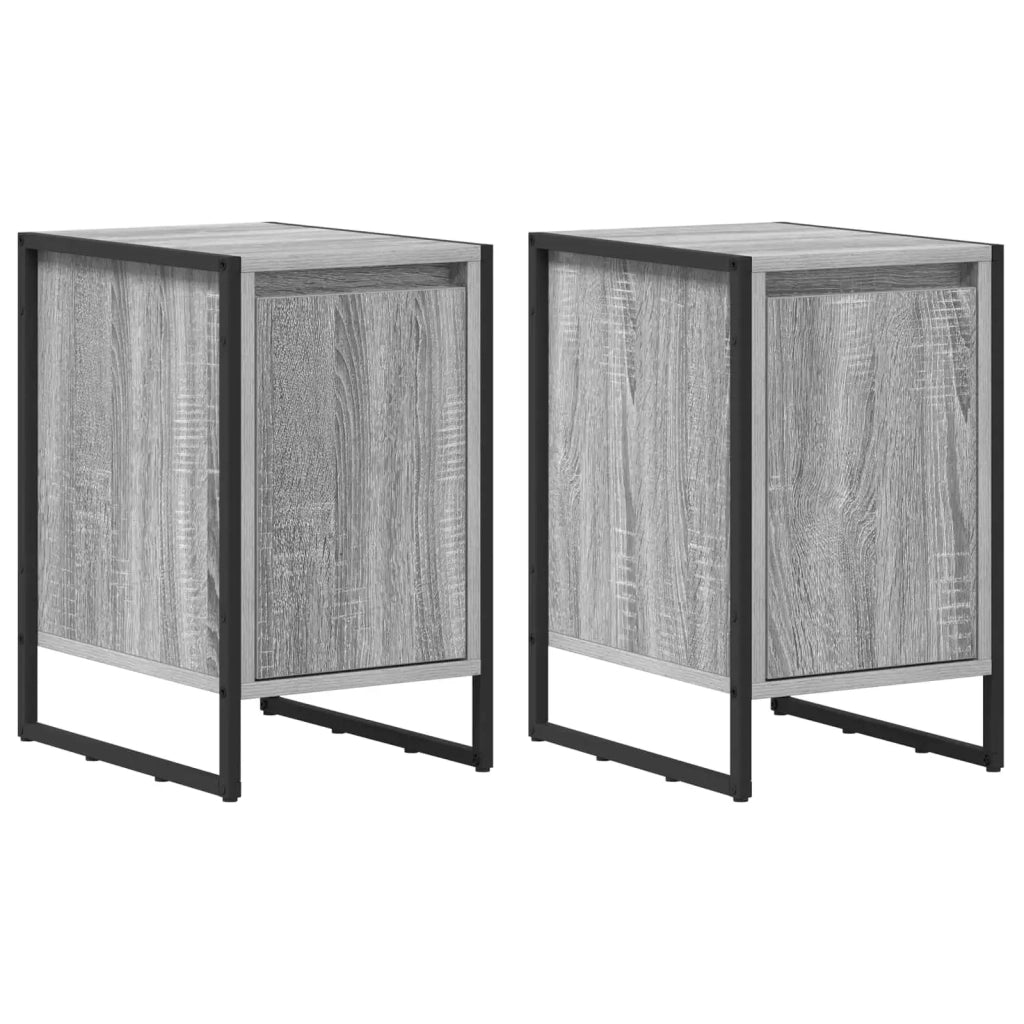 Comodino 2 pz-Set di 2 Tavolino da notte Grigio Sonoma 39,5 x 30 x 50 cm