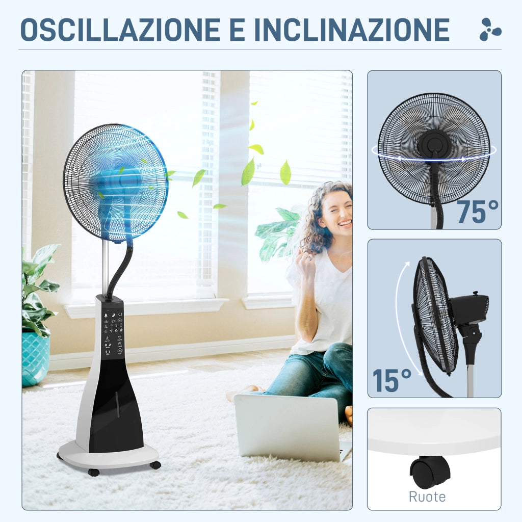 Ventilatore Nebulizzatore con Serbatoio 3L ¨C Xylo ¨C 3 Velocit¨¤, Bianco e Nero, 44.5x38.5x120 cm