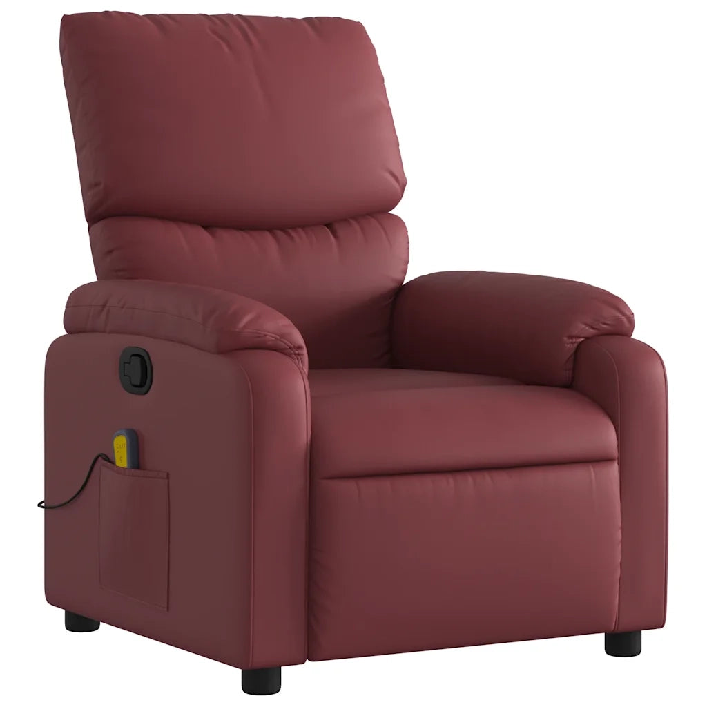 Divano Sedia-Poltrona Massaggiante Reclinabile Rosso vino in Similpelle 282141