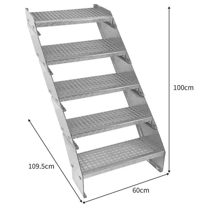 Scala metallica a 5 sezioni ad altezza regolabile in acciaio zincato 60 cm / 600 mm
