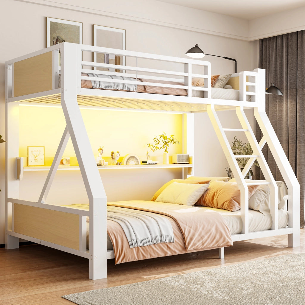 letto a castello metallo e legno bianco 145 x 204 cm