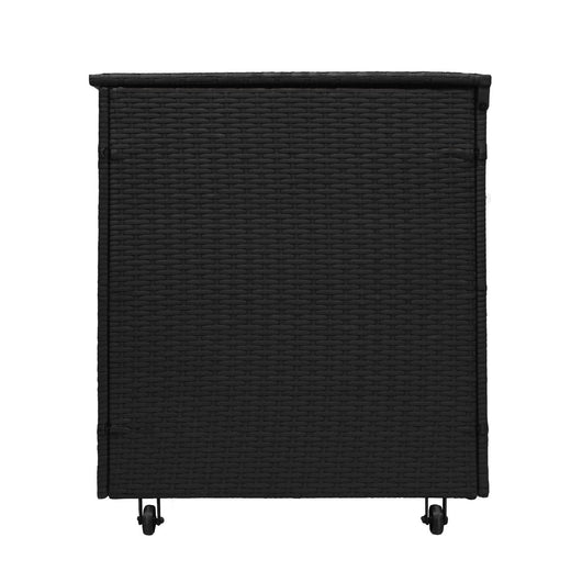 Set d'angolo in rattan e box da giardino Nero Grande Cuscino Cassapanca 582L Outdoor