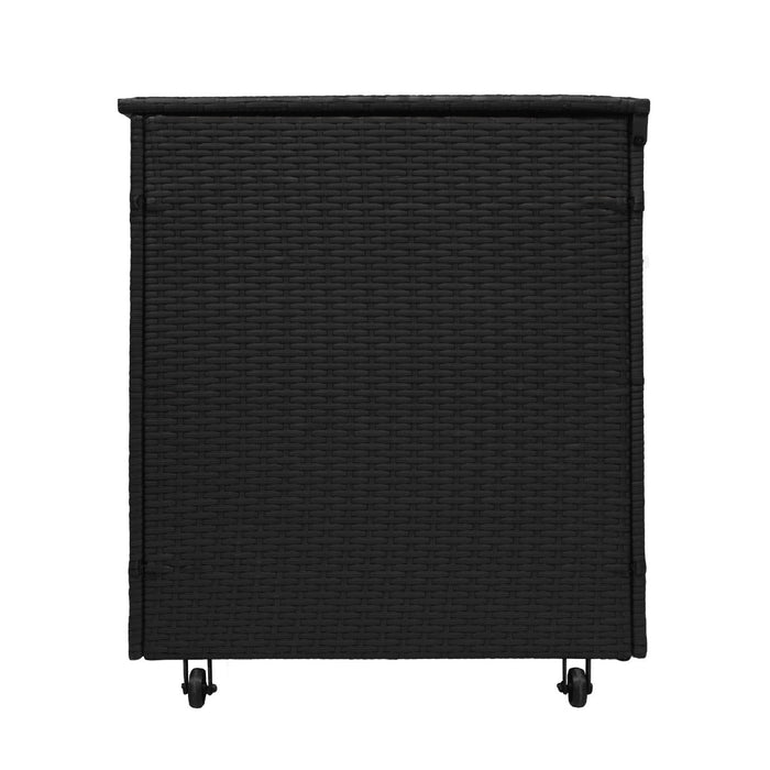 Set d'angolo in rattan e box da giardino Nero Grande Cuscino Cassapanca 582L Outdoor