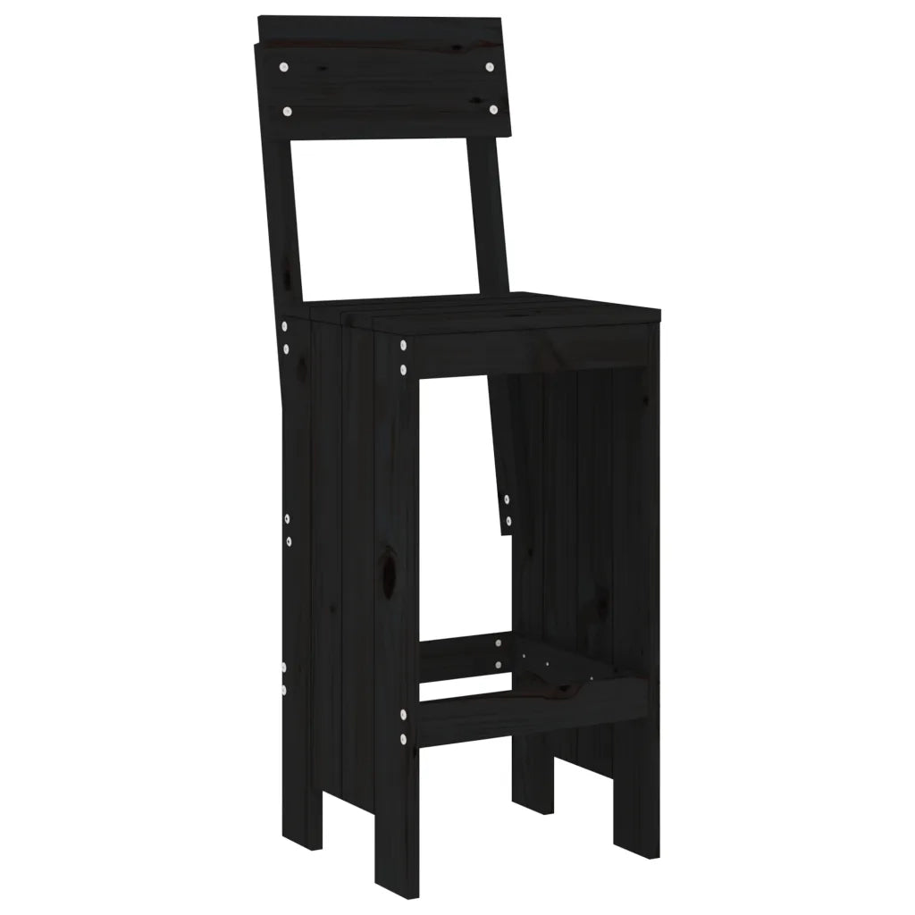 Set Bar da Giardino 3 pz Nero in Legno Massello di Pino 3157797