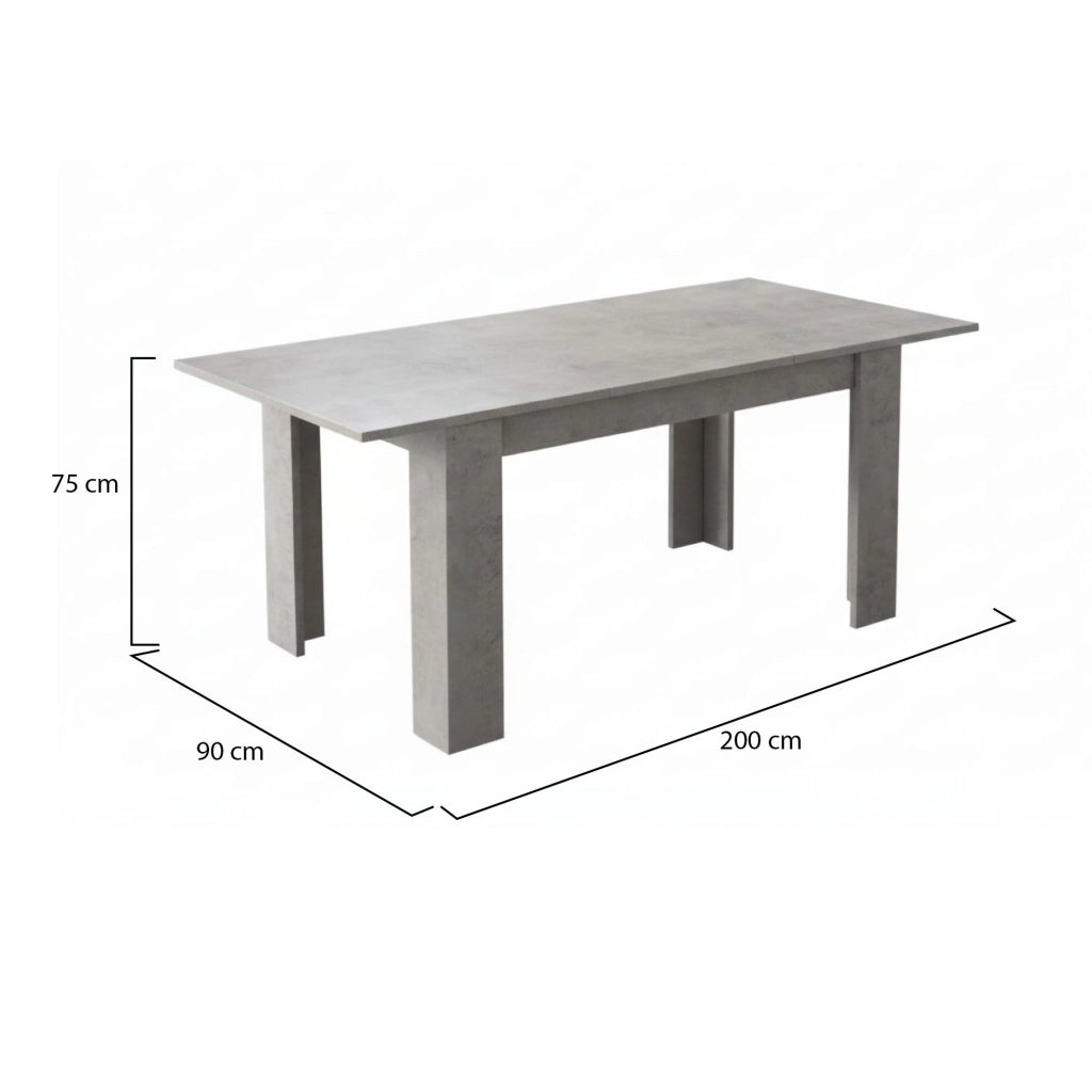Marene, Tavolo Allungabile Allungabile, 200x90x75h cm Grigio Cemento