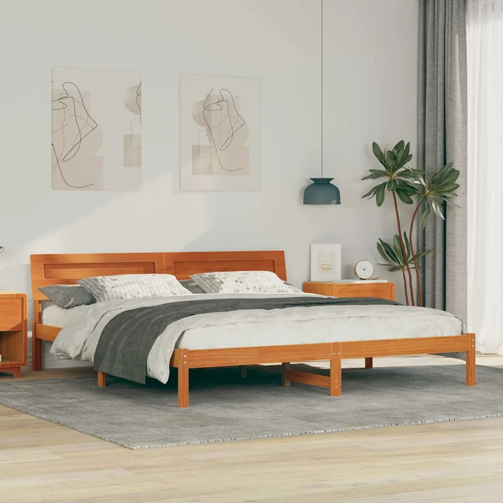 vidaXL Struttura del letto con testiera Cera marrone 180 x 200 cm