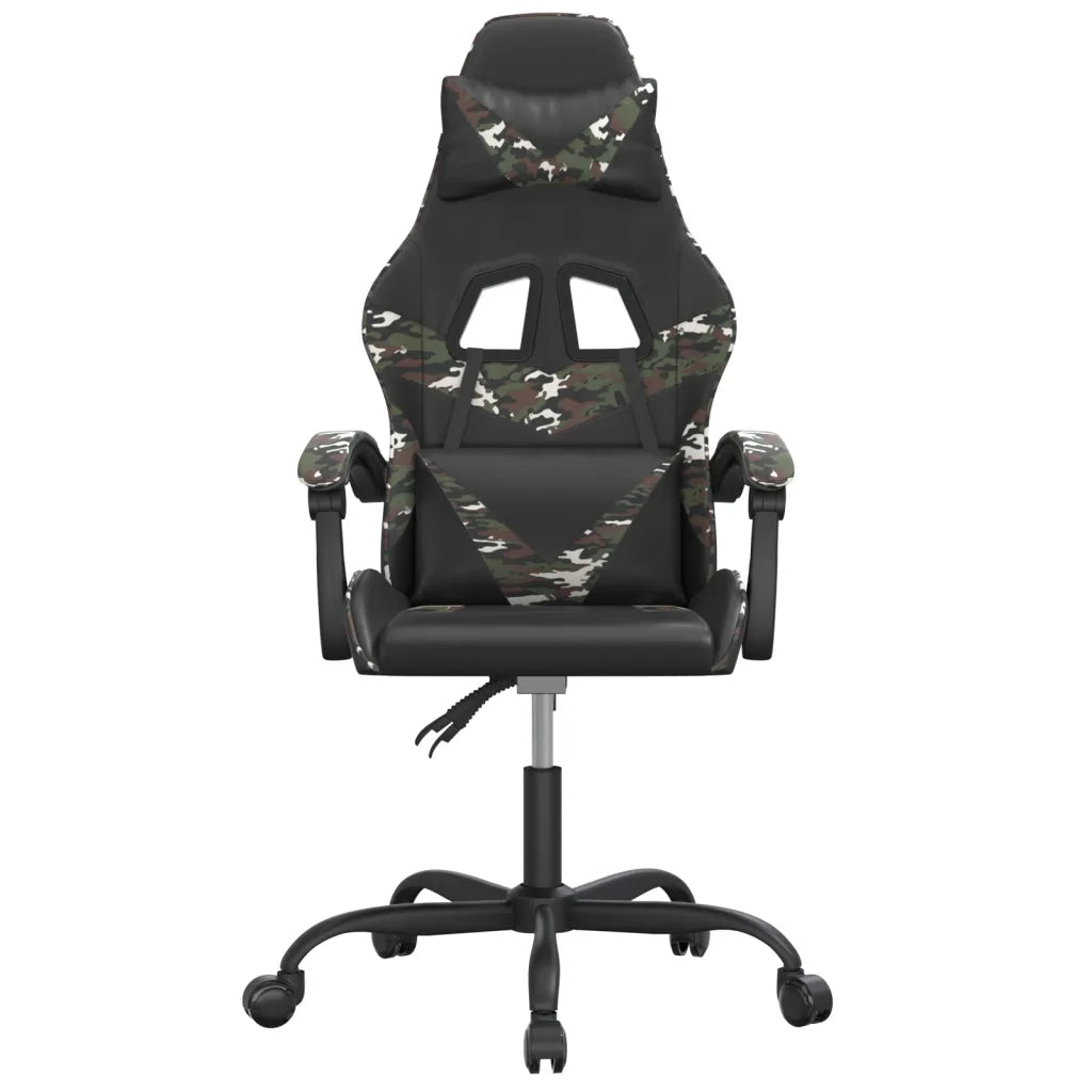 Sedia da Gaming | Sedia da e-sports Girevole Nero e Mimetico in Similpelle