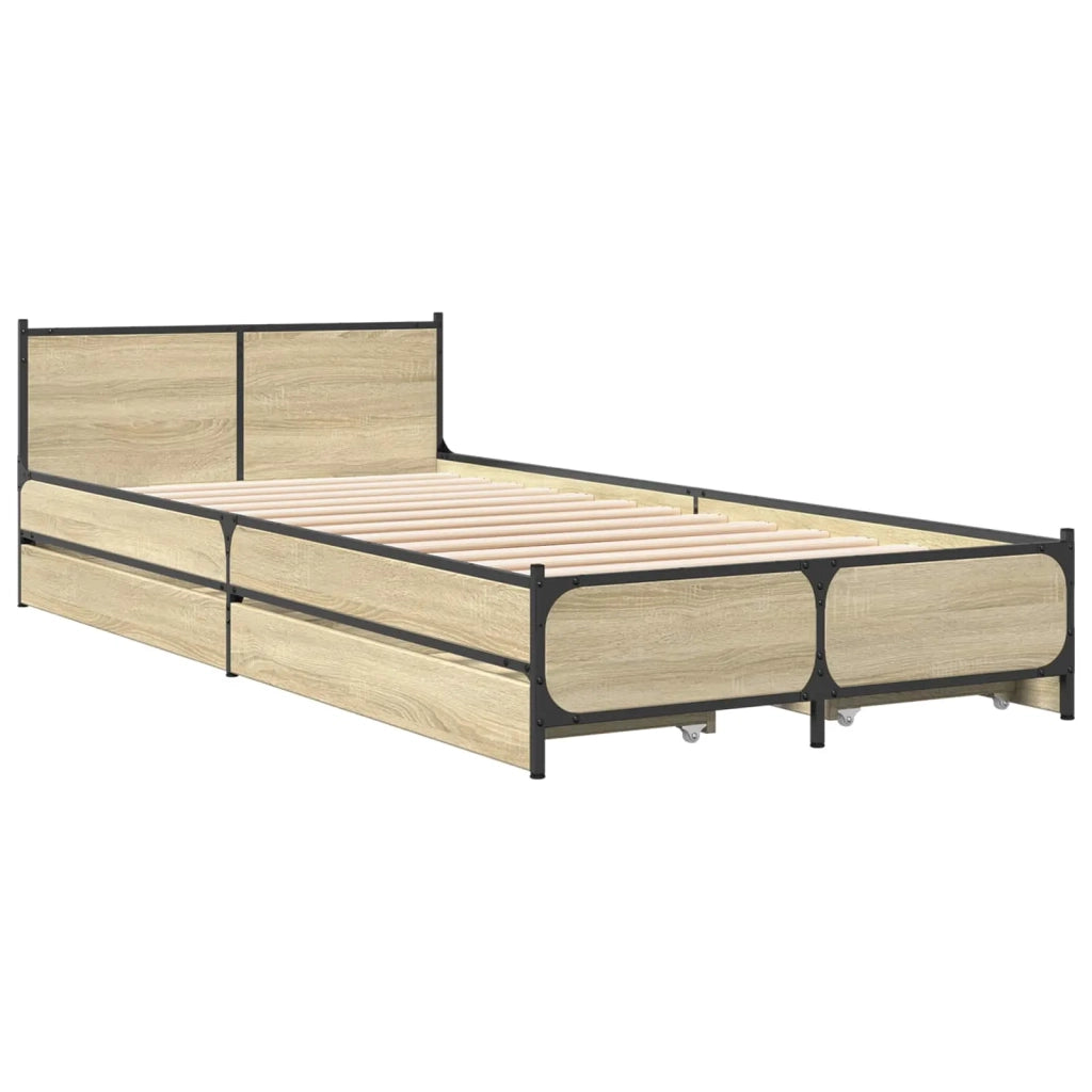 Struttura letto con testata con ruota Rovere Sonoma 80 x 200 cm 3429693