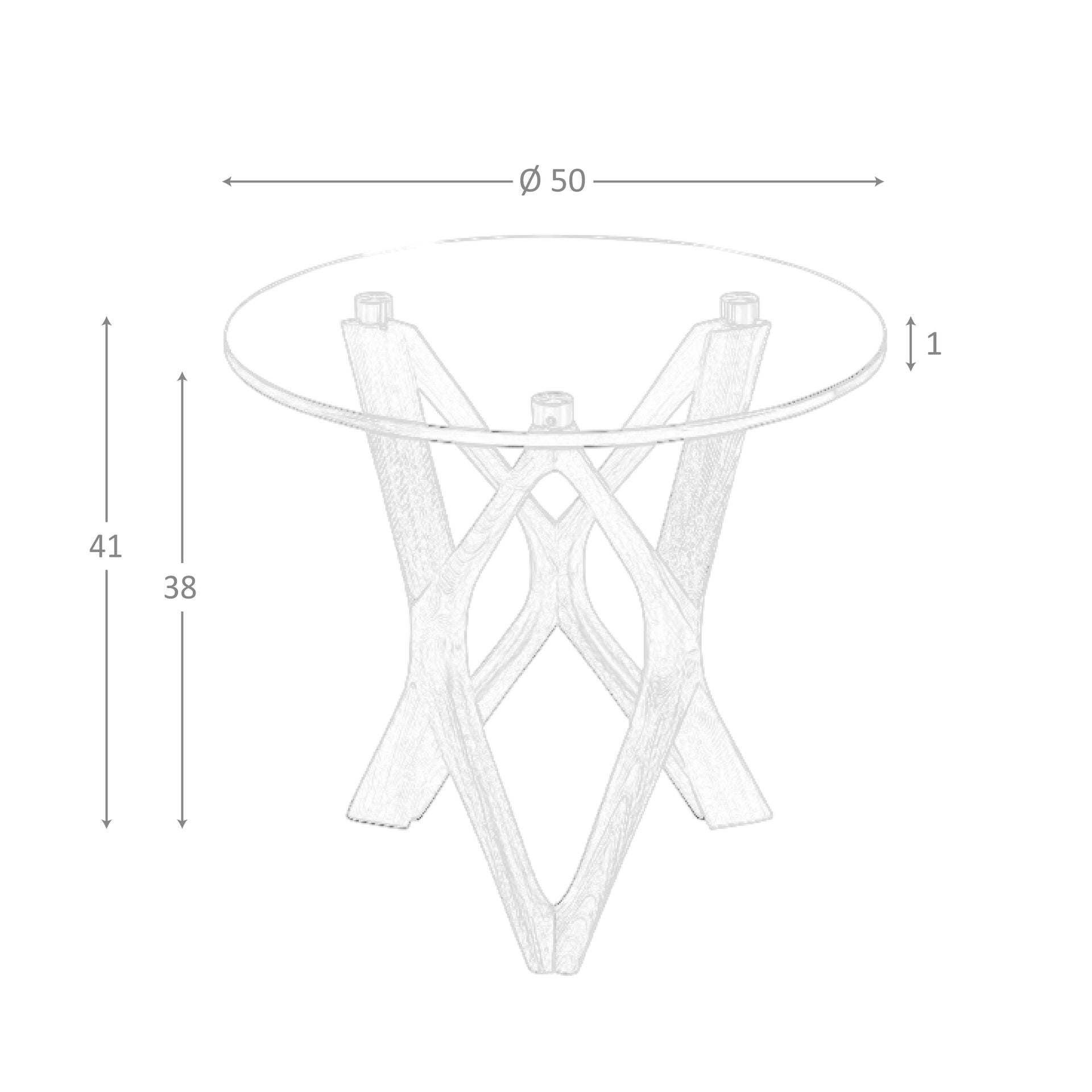 Tavolo angolare rotondo in vetro temperato e noce