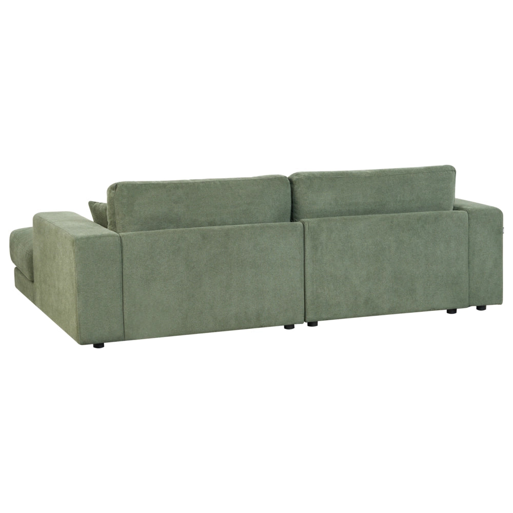 Divano angolare lato sinistro in Tessuto imbottito verde con Cuscini 3 posti stile moderno minimalista
