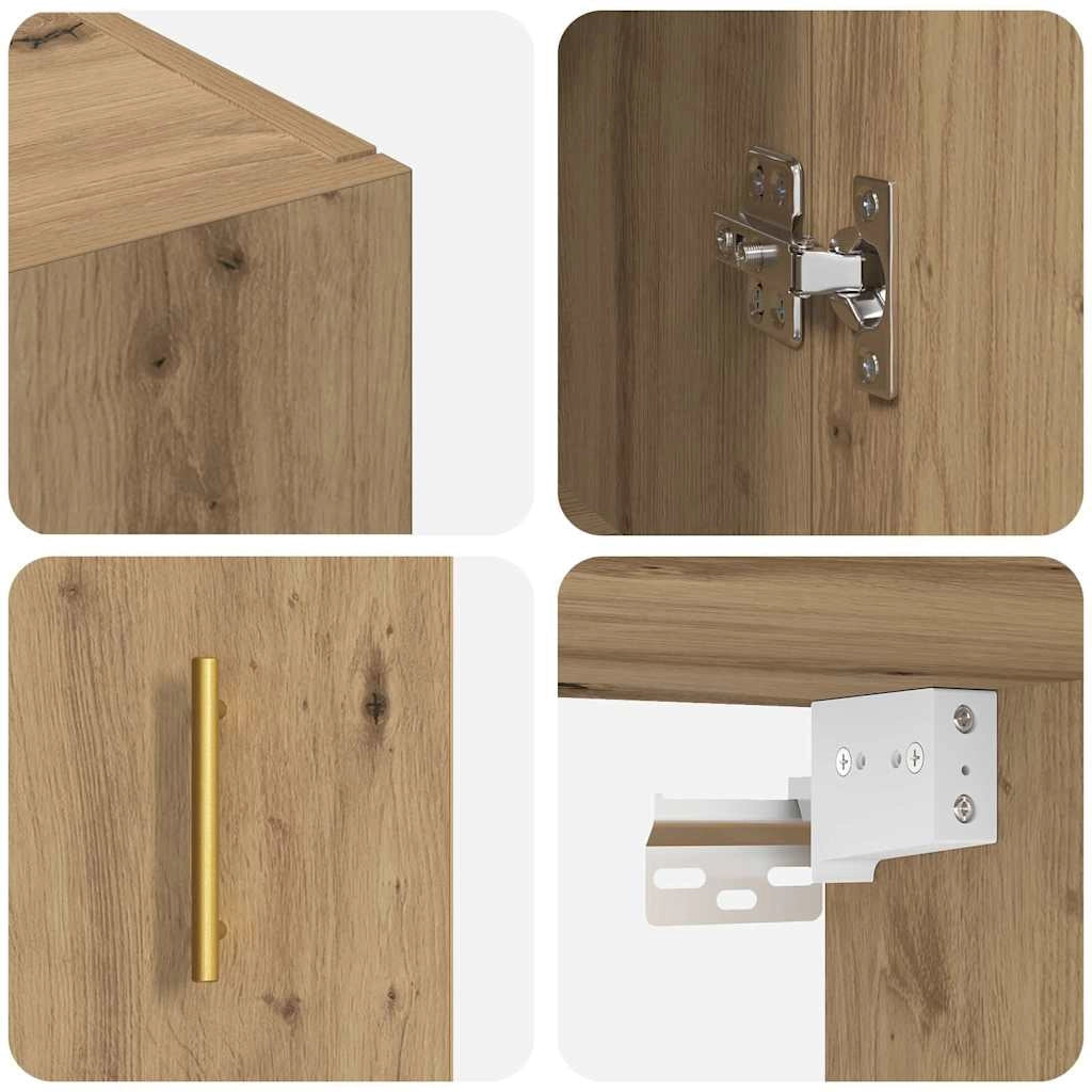Set di 2 moderni pensili con 4 ante portaoggetti 69 x 34 x 90 cm finitura rovere ingegnerizzato 02_0056041