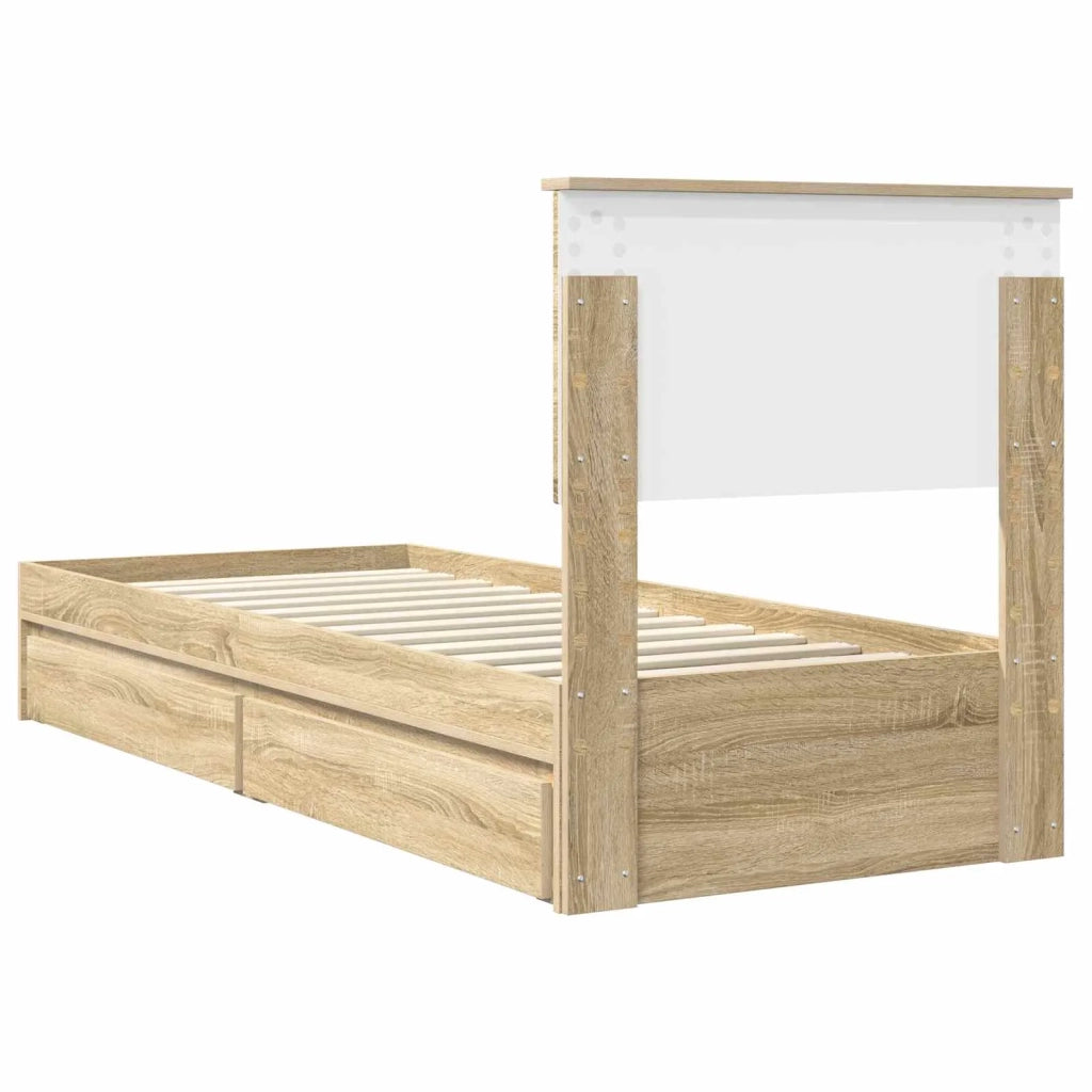 Letto con Contenitore con testiera Rovere Sonoma 75 x 190 cm