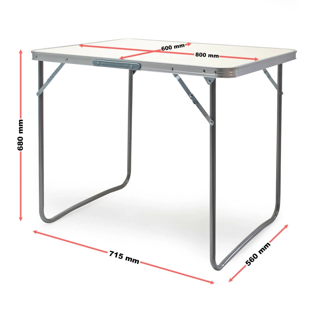 Tavolo da campeggio pieghevole in alluminio per giardino balcone escursionismo 80 cm bianco 16_0000541