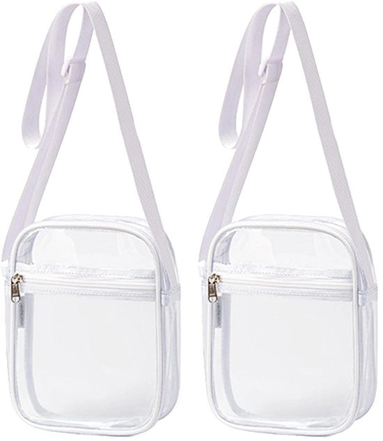 Borsa da Spalla - Trasparente - Impermeabile - Cinturino Regolabile - Set di 2 - Ideale per Concerti/Festival - Borsa da Spalla Tascabile