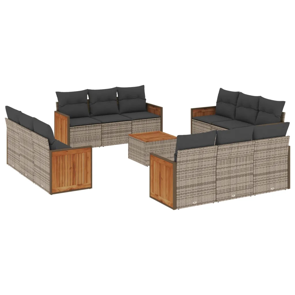 Set Divani da Giardino 13 pz con Cuscini Grigio in Polyrattan 3259925