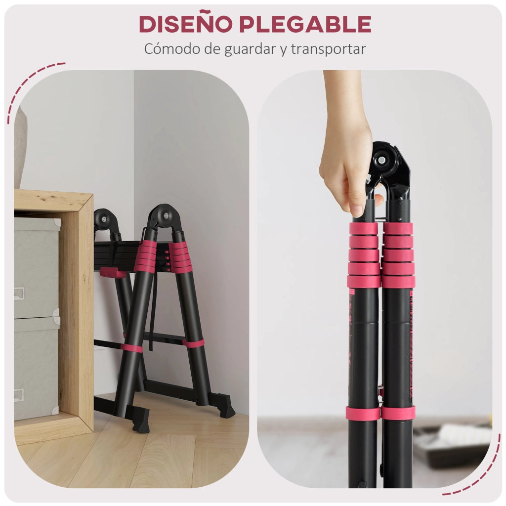 Scala pieghevole in alluminio ¨C Xylo ¨C 12 gradini antiscivolo, 150 kg, 379x67,5x11 cm