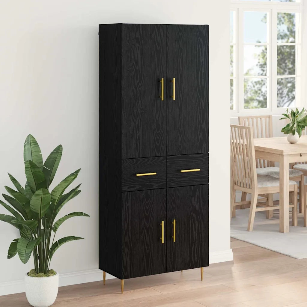 Credenza Rovere Nero 69,5 x 34 x 180 cm Legno multistrato 3416125