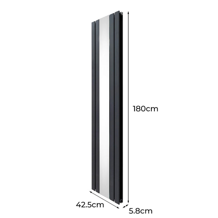 Radiatore a Specchio a Doppia Colonna Verticale Grigio Antracite 1800mm x 425mm