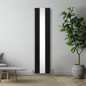 Radiatore a Specchio a Doppia Colonna Verticale Nero 1800mm x 425mm