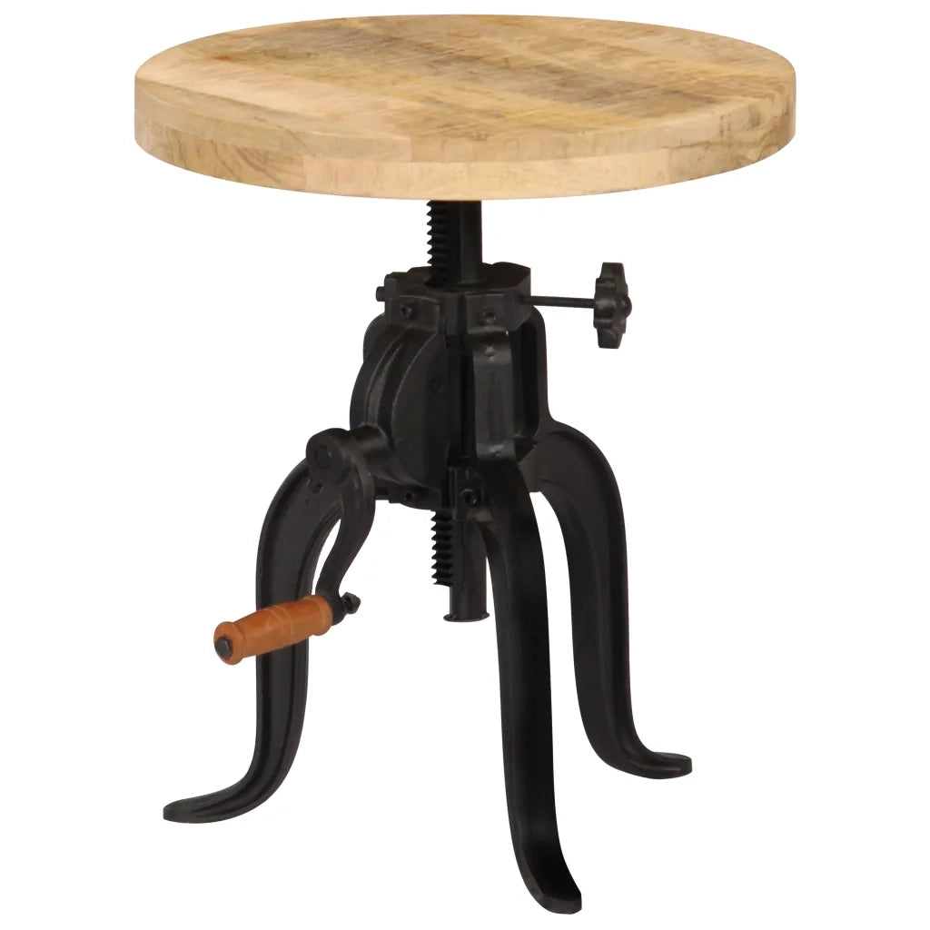 Tavolino | Tavolo laterale 45x(45-62) cm in Legno Massello di Mango e Ghisa