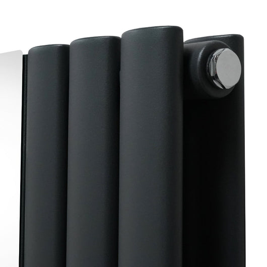 Radiatore Ovale a Specchio a Doppia Colonna Verticale Grigio Antracite 1800mm x 380mm