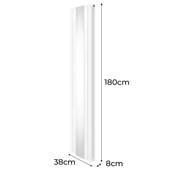Radiatore Ovale a Specchio a Doppia Colonna Verticale Bianco 1800mm x 380mm