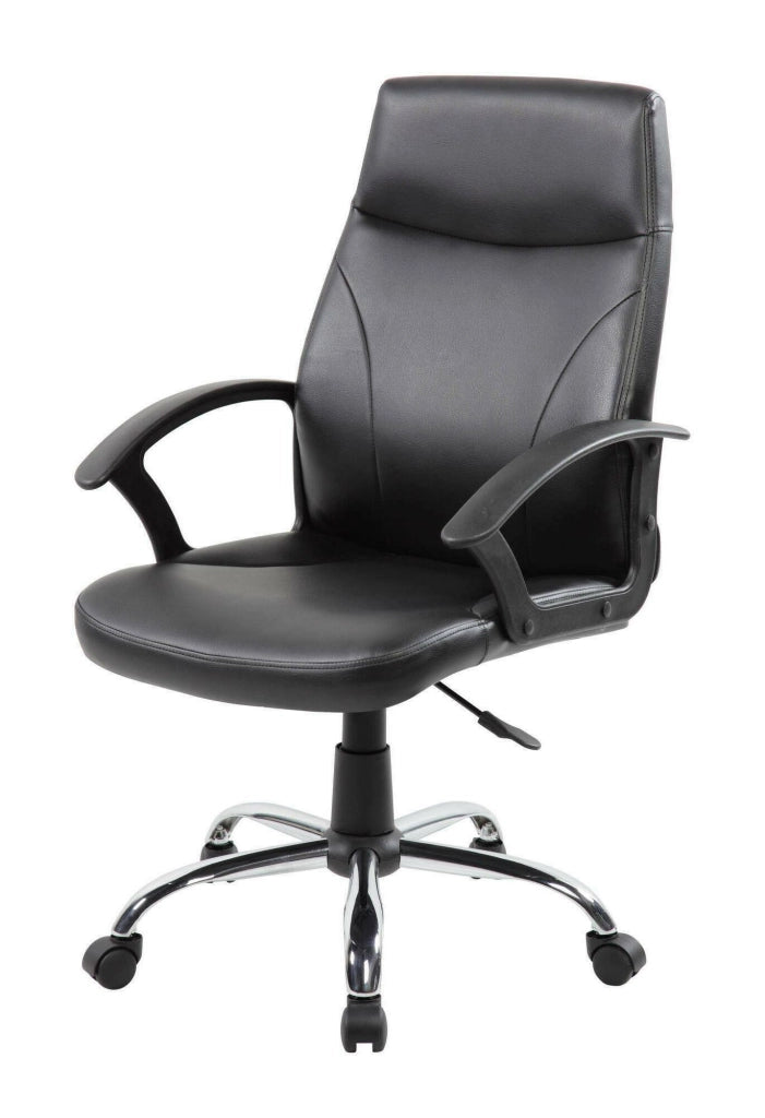 Sedia da ufficio Triangolo, Poltrona direzionale con braccioli, Sedia ergonomica da ufficio, Nero, 60x59h100/110 cm