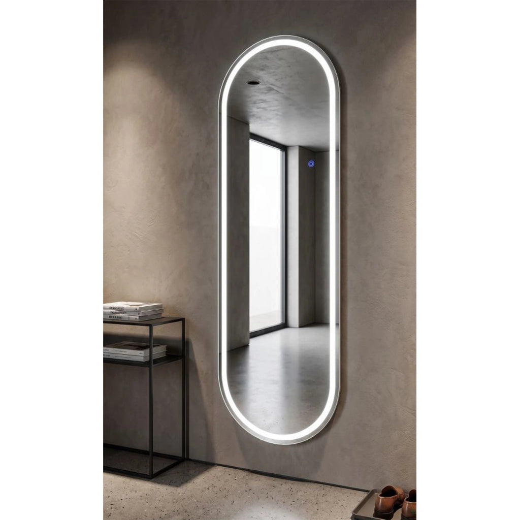 Specchio da parete ovale con illuminazione LED integrata 50x160 cm