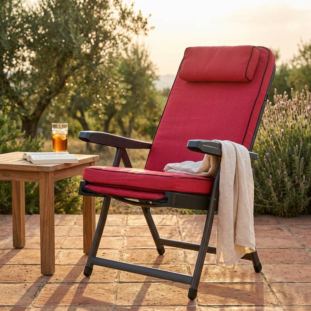 Poltrona Sdraio relax reclinabile in Tessuto Acciaio cm 155x60x60 - MORTY