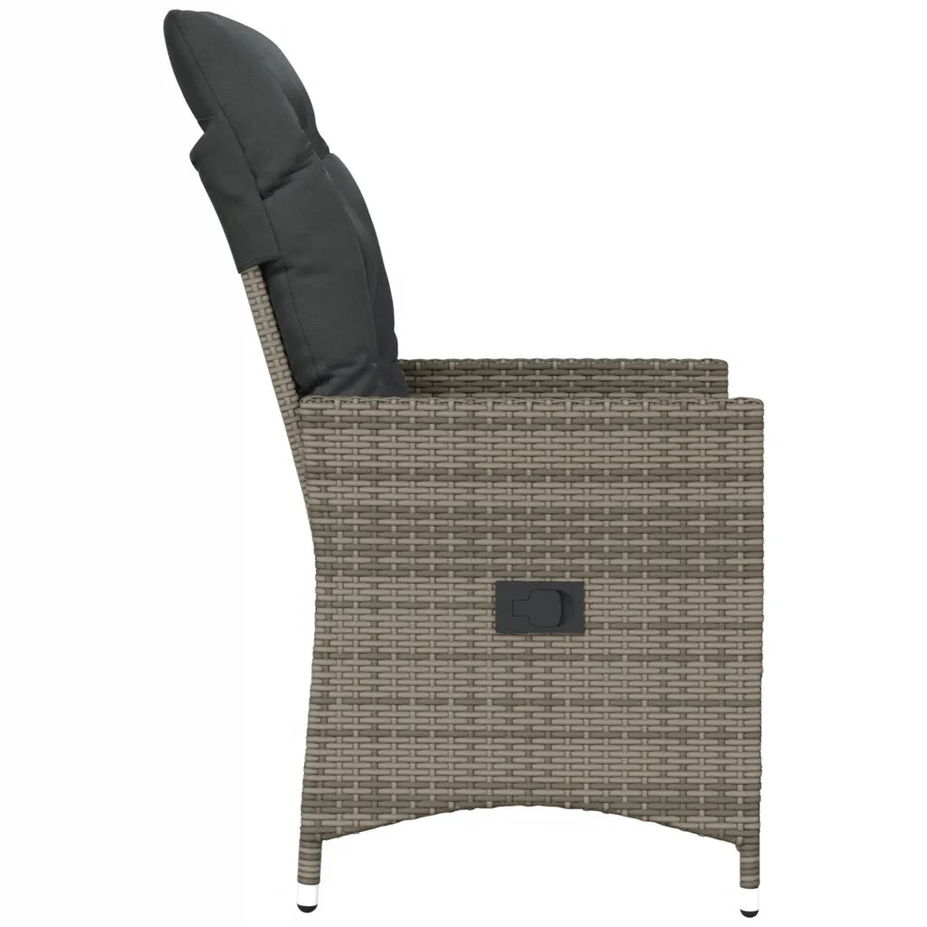 Sedie da Giardino Reclinabili 2 pz | Sedie da Esterno e Cuscini Grigio Polyrattan